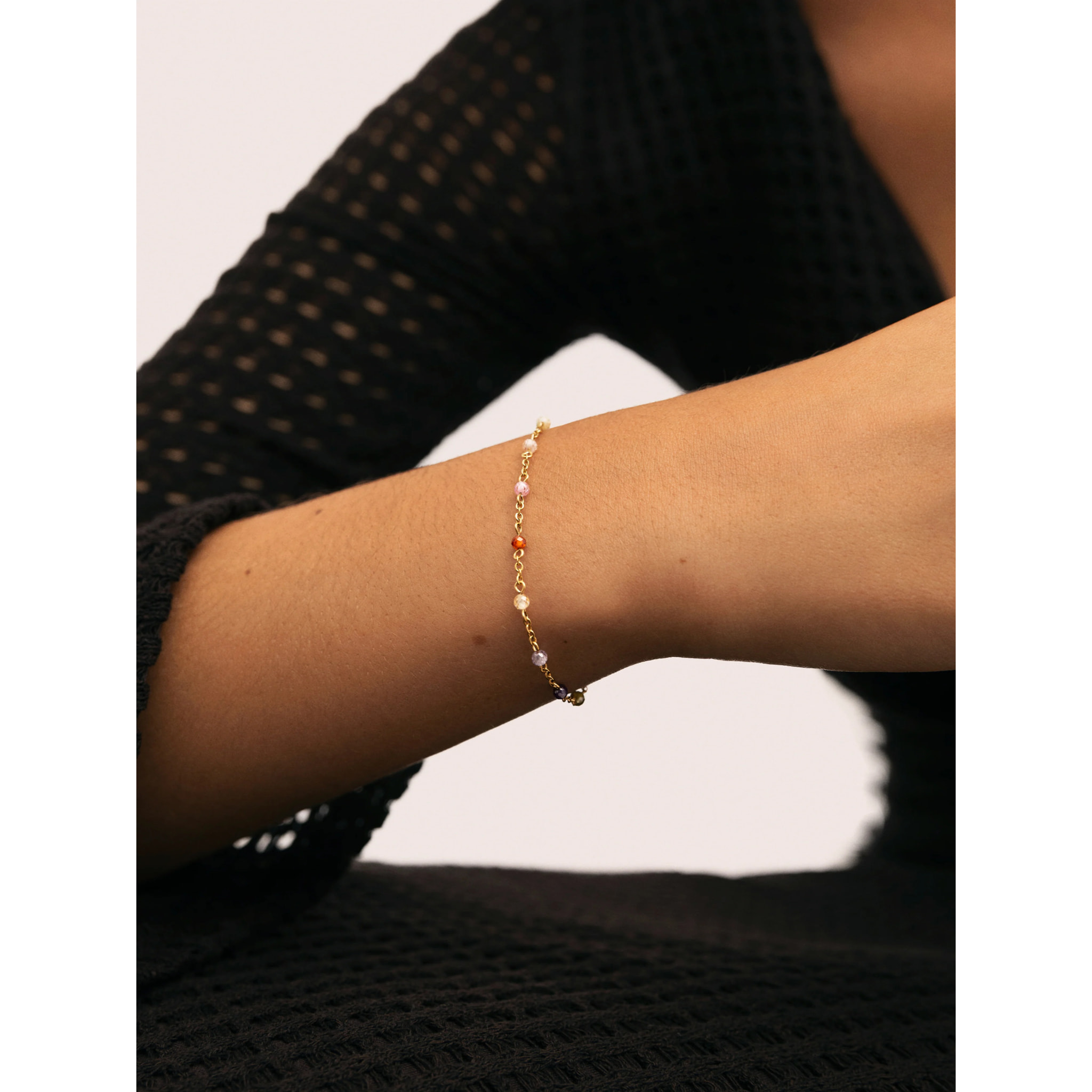 Pulsera Crystals Colors Atardecer Acero Baño Oro