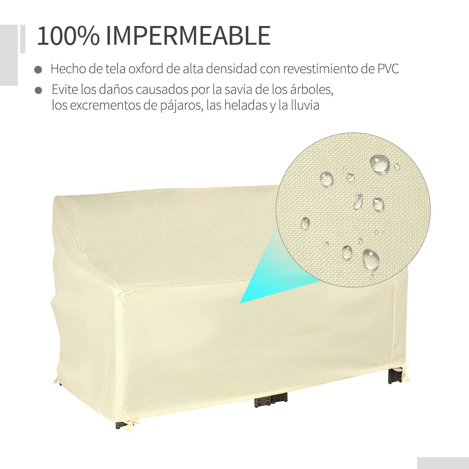Funda Protectora para Banco de 2 Plazas 140x84x56/94 cm Cubierta de Muebles Exterior Tela Oxford 600D con Recubrimiento Impermeable para Jardín Patio Terraza Crema