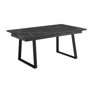 Table extensible céramique noir marbré 180/260cm - 8 piètements - UNIK