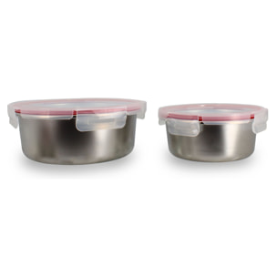 Lot de 2 boîtes hermétiques en acier inoxydable