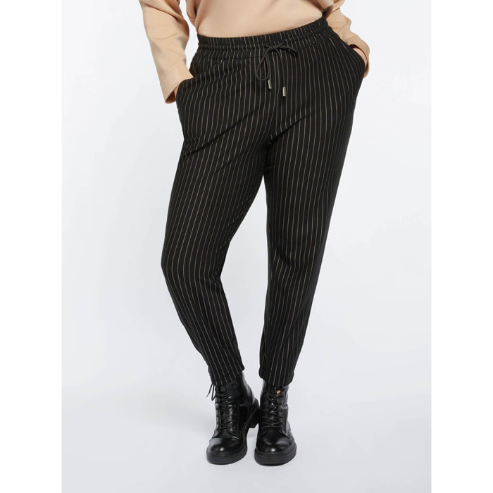 Fiorella Rubino - Pantaloni joggers gessati - Nero