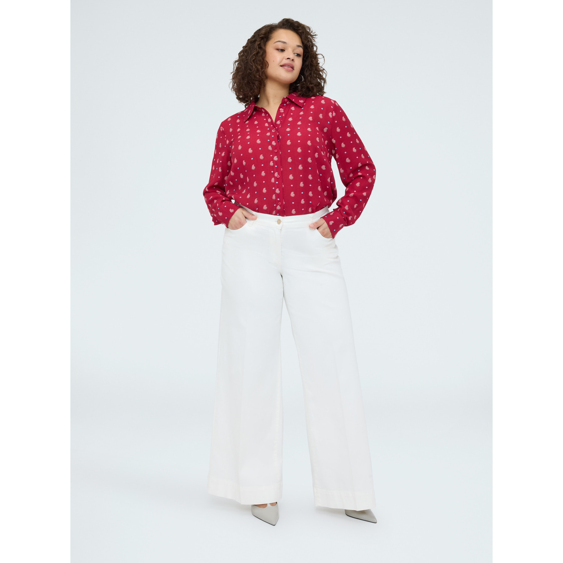 Fiorella Rubino - Camisa estampado micro paisley - Rojo