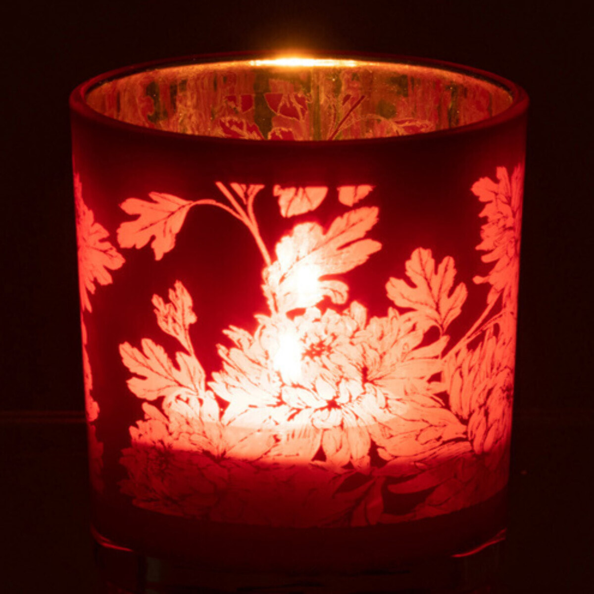 J-Line photophore Fleurs - verre - rouge - small - 6 pcs