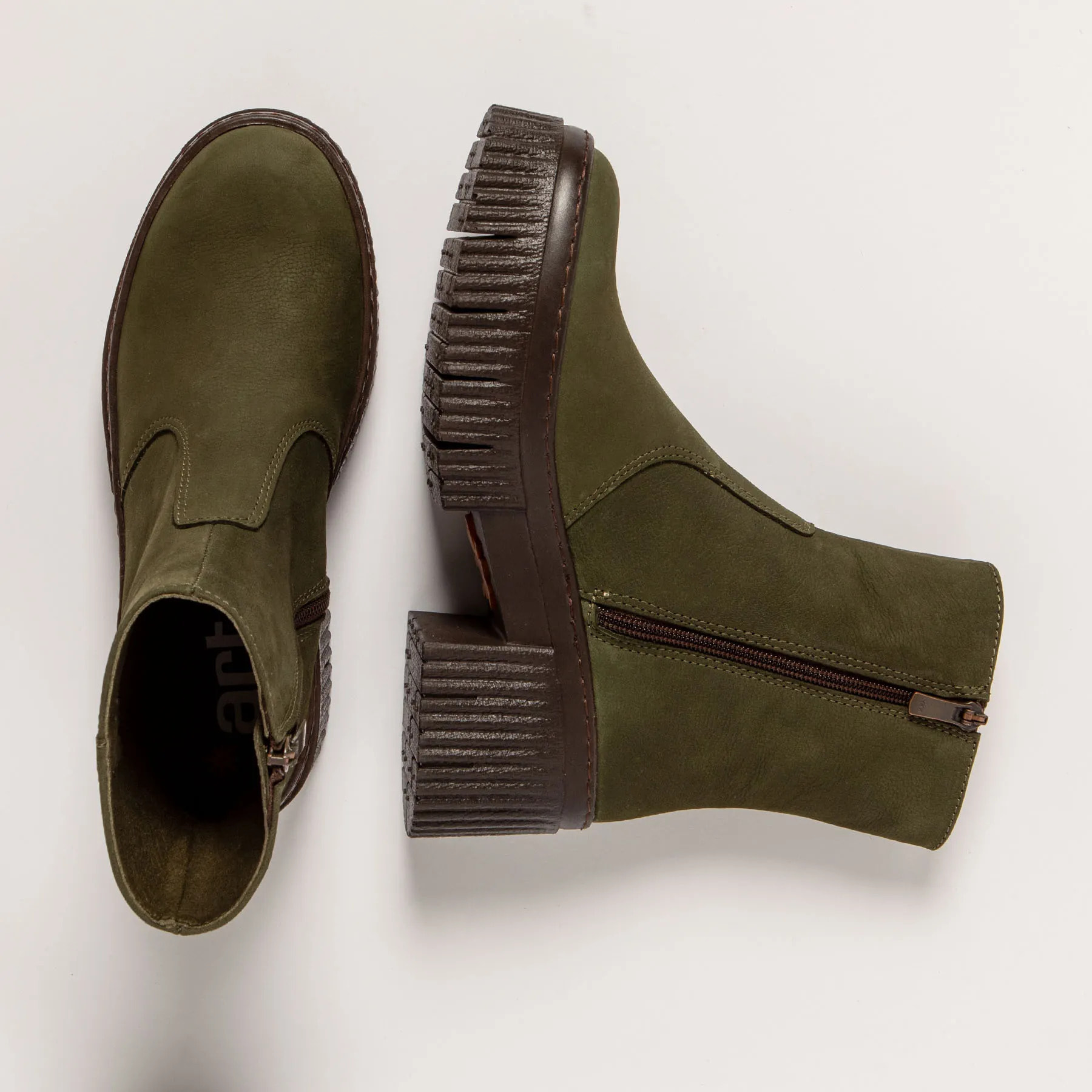 Botines con tacón 1374 NOBUCK KAKI/YORK color Kaki