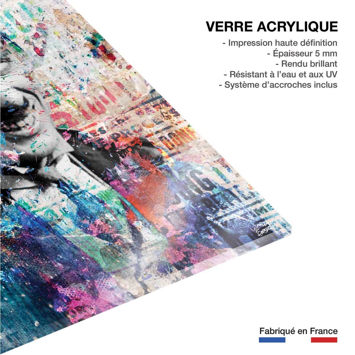 Tableau Affiche illustration graffiti chaplin Tableau plexiglas