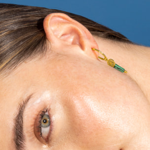 Pendientes de Malaquita acabados en oro amarillo de 18K- Nadu