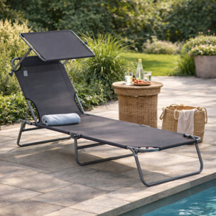 Transat pliable – Grand confort – Pare-soleil réglable