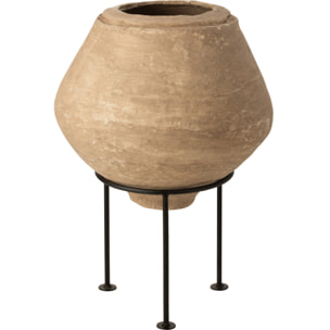 J-Line bloempot Sur Pied Chad - papier maché - brun - Ø 51 cm