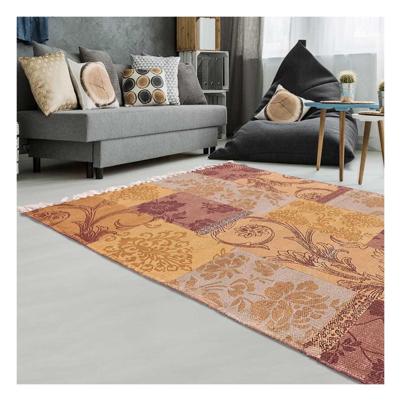 Tapis artisanal  Kilim sans velours DOBO motif ethnique