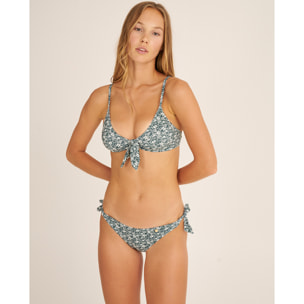 Top de bikini con lazo y estampado de flores