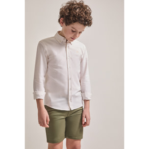 Camisa de Niño a Rayas Amarillo Claro: Manga Larga con Botones y Cuello Clásico, 100% Algodón | Color: Amarillo claro | Street Monkey