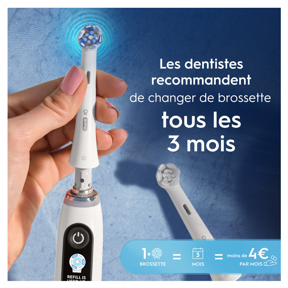 Oral-B Série iO Ultimate Clean, Brossettes rondes de rechange Authentiques, Brins CrissCross, Élimination de la plaque dentaire