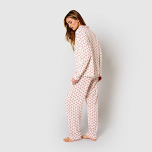 Pijama largo camisero de viscosa morocco rosa