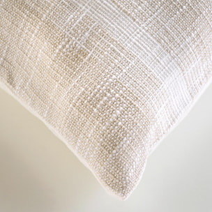 Coussin polycoton tissé à rayures - Naturel