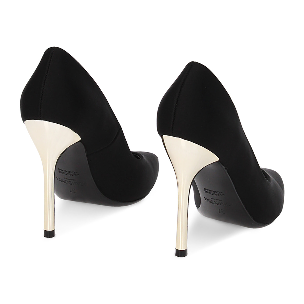 Décolleté slingback nere in tessuto, tacco 10,5 cm