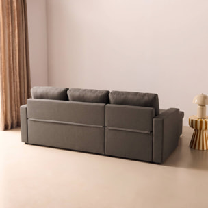 Canapé d'angle convertible réversible 3 places tissu avec coffre IDA