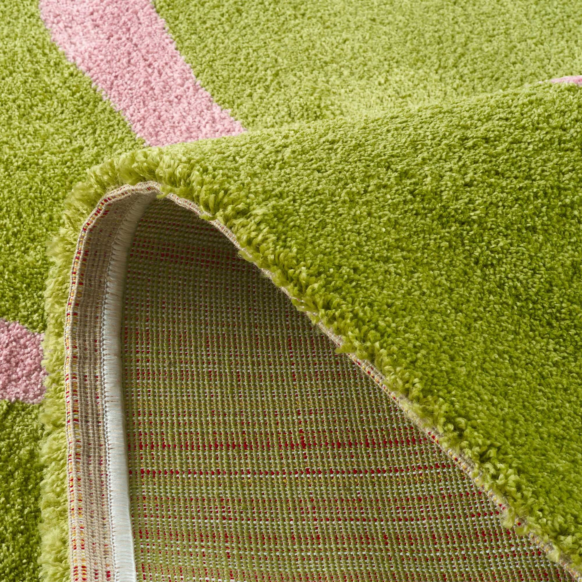 GROOVY - Tapis rétro coloré à motif fleur - Confortable et moelleux - Vert