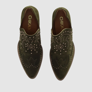 Botines de Serraje - Kaki - Tacón: 6 cm