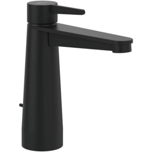 Mitigeur lavabo Conum ouverture dessus avec tirette Chrome Noir mat