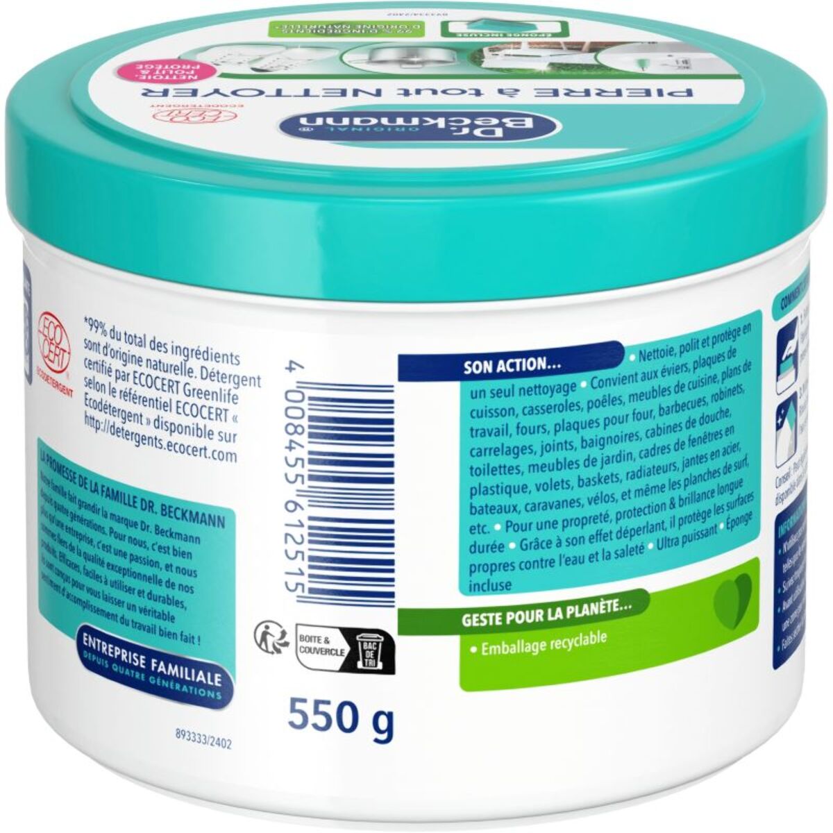 Nettoyant multi surfaces DR BECKMANN pierre à tout nettoyer 550g