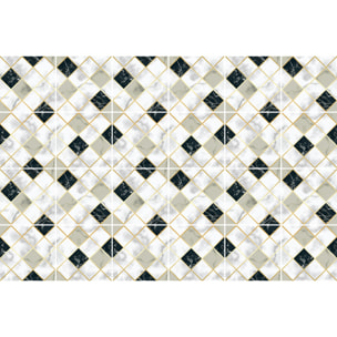 Stickers muraux - Sticker Mural Carrelage adhésif Cuisine Salle de Bain - 24 STICKERS CARRELAGES EFFET MARBRÉ BLANC BEIGE ET NOIR