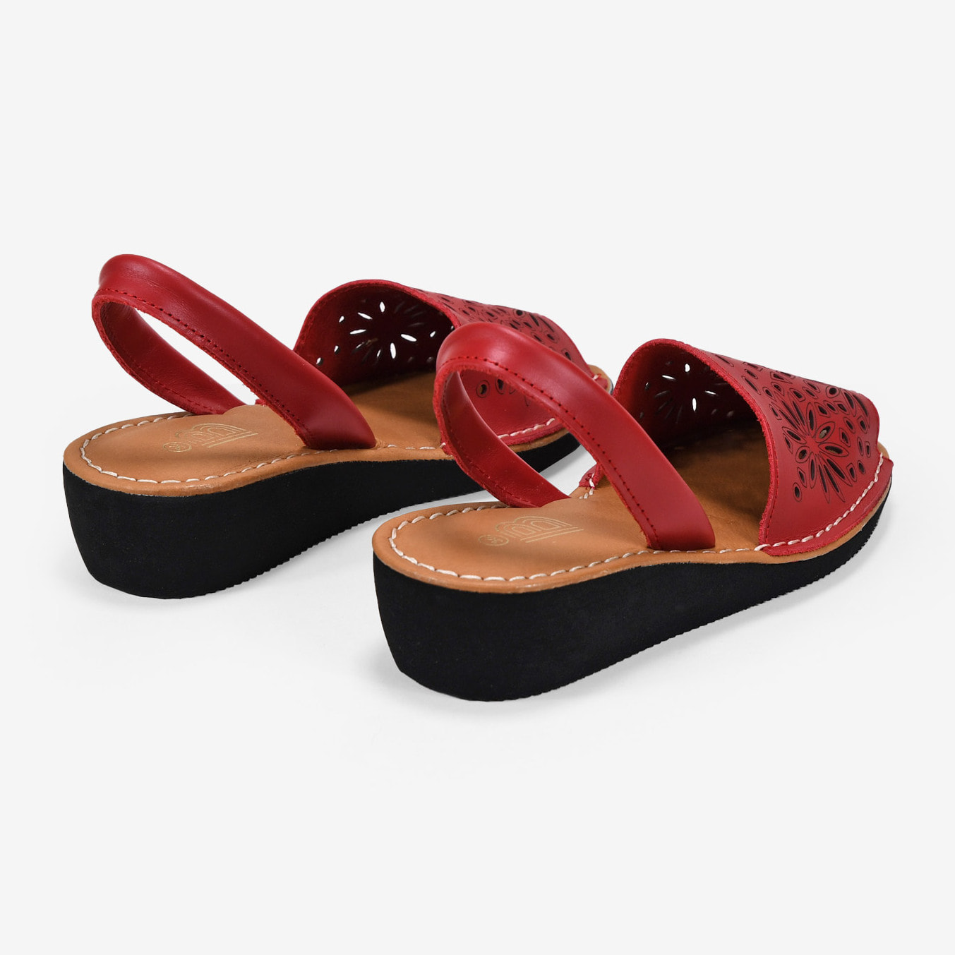 Alpargatas de piel rojas con cuña