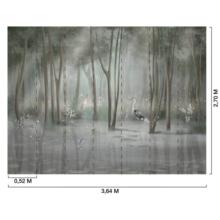 Papier peint panoramique Envolée de Hérons Intissé