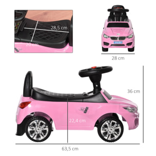 Coche Correpasillos para Niños 18-36 Meses con Faros Música 63,5x28x36 cm Rosa