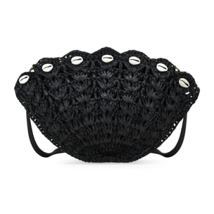 Bolso concha en rafia negra con conchas