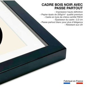 Affiche line art bold II Affiche + cadre en bois - Noir