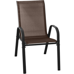 Set di 4 Sedie Sofia da Giardino in Metallo e Textilene Marrone
