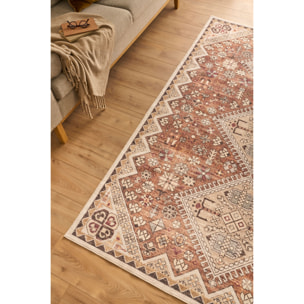 OTTOMAN - Tapis à poils courts doux à motif berbère beige