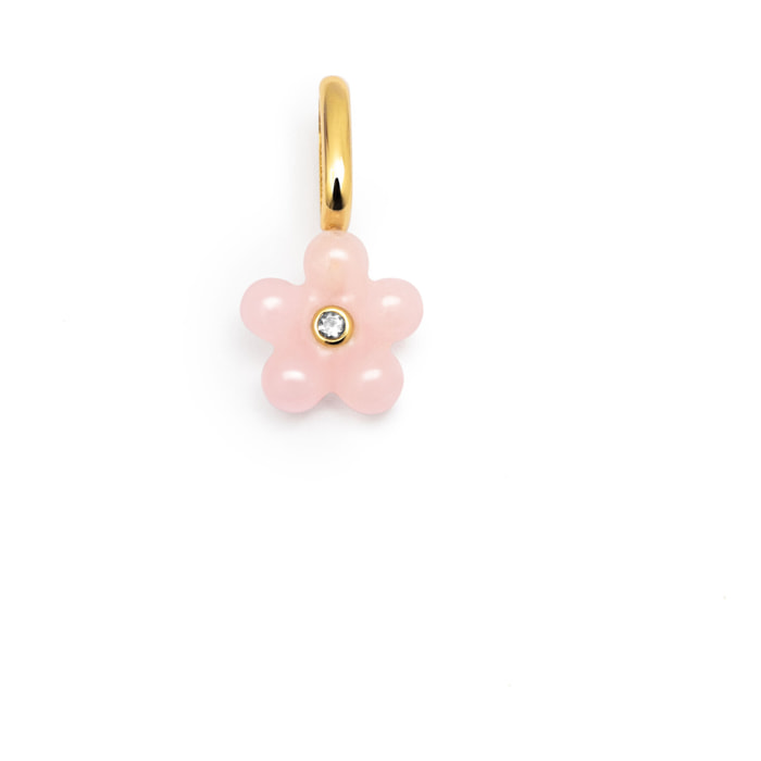 Charm Flower Pink Plata Baño Oro