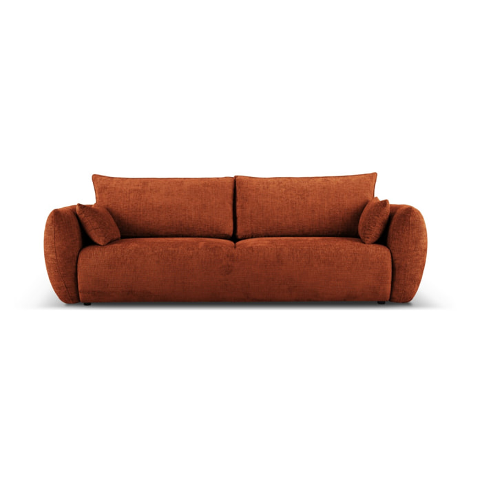 Canapé convertible avec coffre de rangement "Matera" 3 places en chenille terracotta