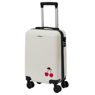 Valise Cabine Blanche Cerise 54x34x22cm 32l M10