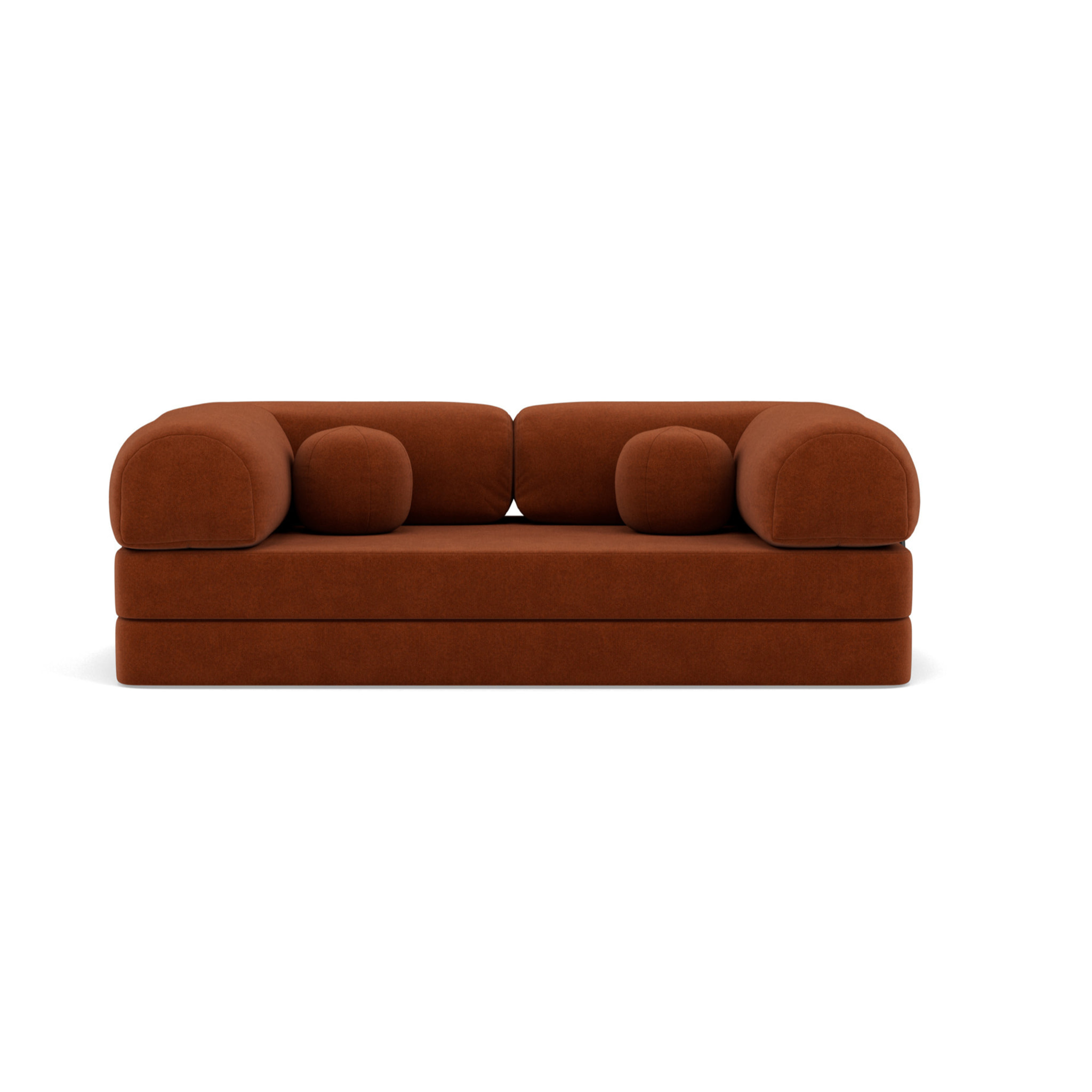 Nebula - Canapé 3 places convertible en velours texturé - Terracotta