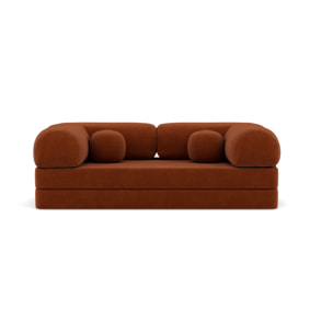 Nebula - Canapé 3 places convertible en velours texturé - Terracotta