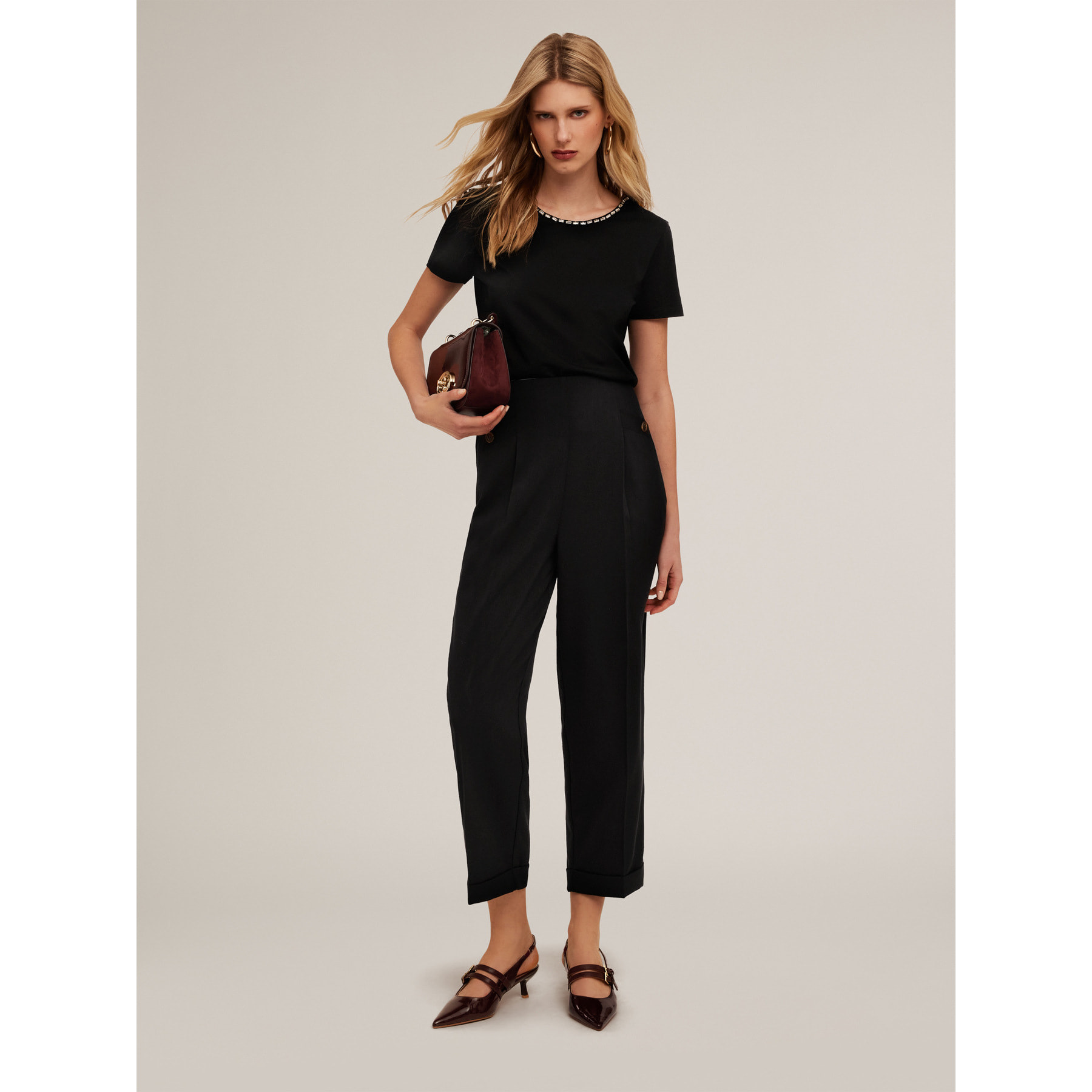 Motivi - Pantalones carrot con vuelta - Negro