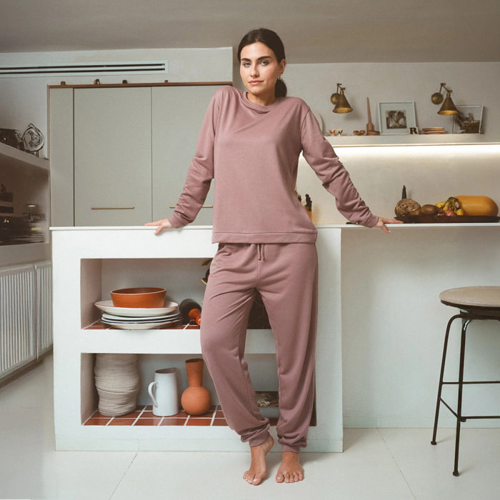 Pantalón largo básico deportivo malva
