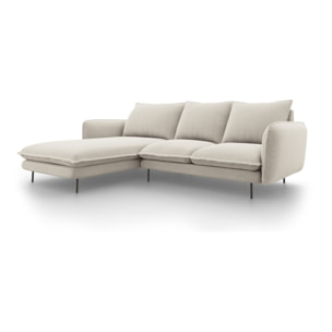 Canapé d'angle gauche "Vienna" 5 places en tissu structurel beige clair