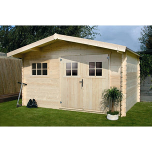 Abri jardin bois - 19,72 m² - 4.64 x 4.25 x 2,32 m - 28 mm