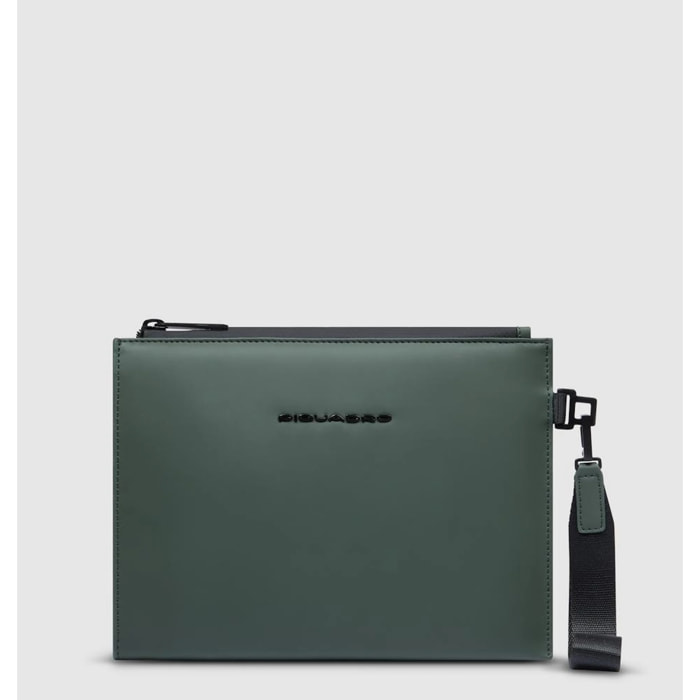 Piquadro Pochette in tessuto gommato resistente all'acqua con polsiera rimovibile