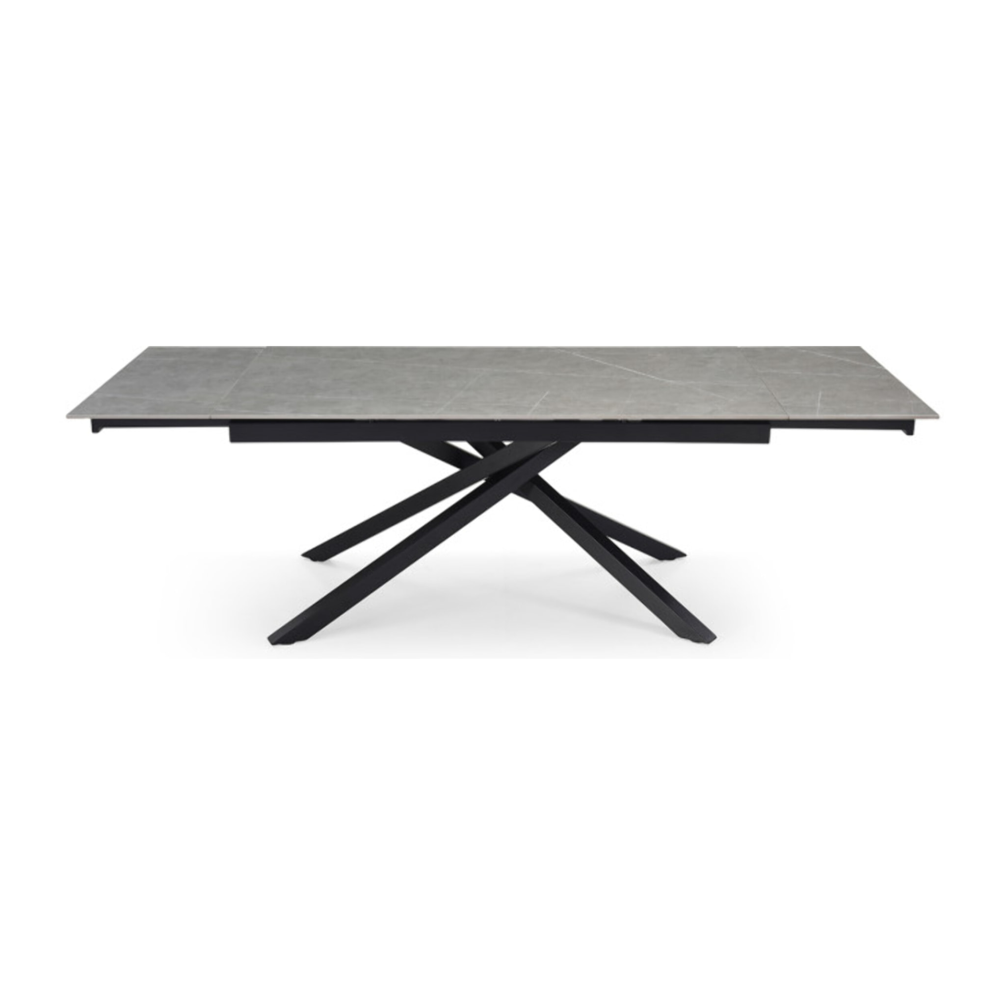 Table extensible céramique gris laqué 180/260cm - 8 piètements - UNIK