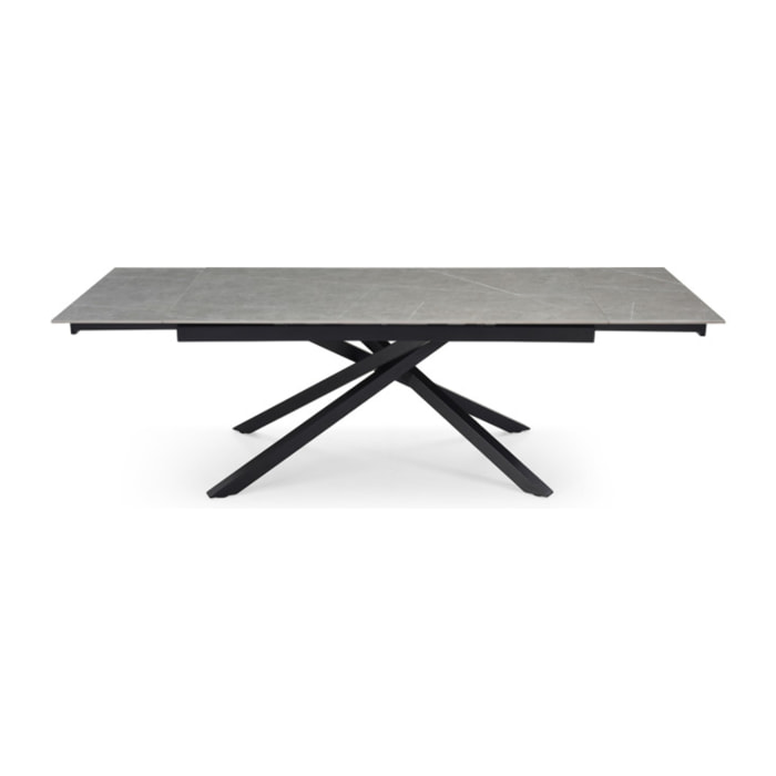 Table extensible céramique gris laqué 180/260cm - 8 piètements - UNIK