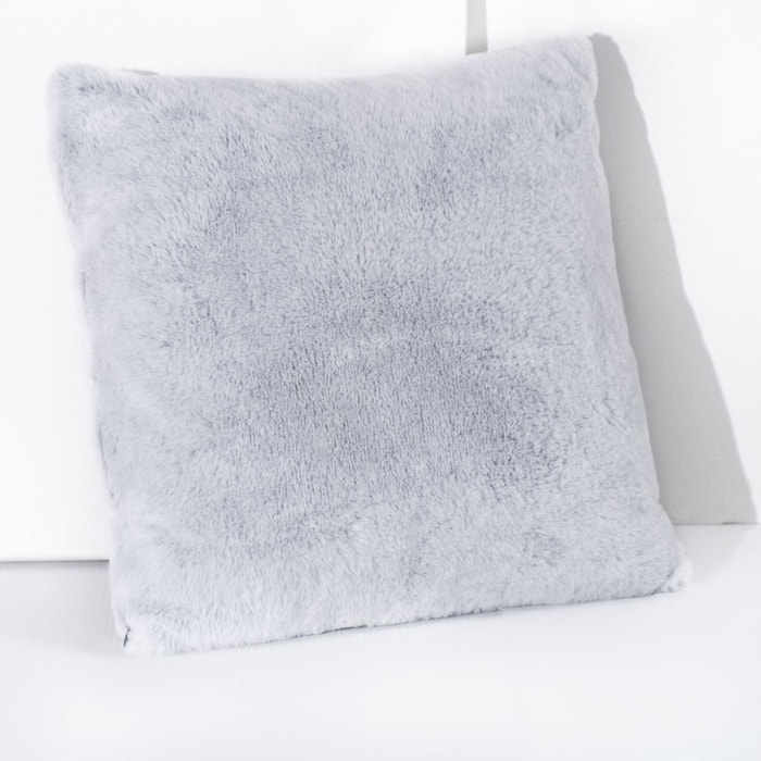 Coussin fausse fourrure uni MOUNTAIN blanc