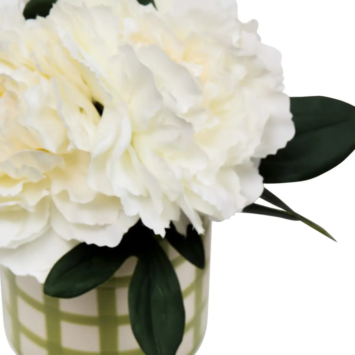 Composition florale artificielle pivoines H21,5 cm