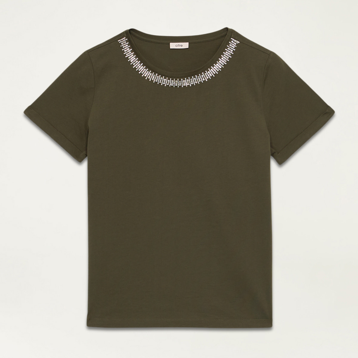 Oltre - Camiseta con bordado joya - Verde