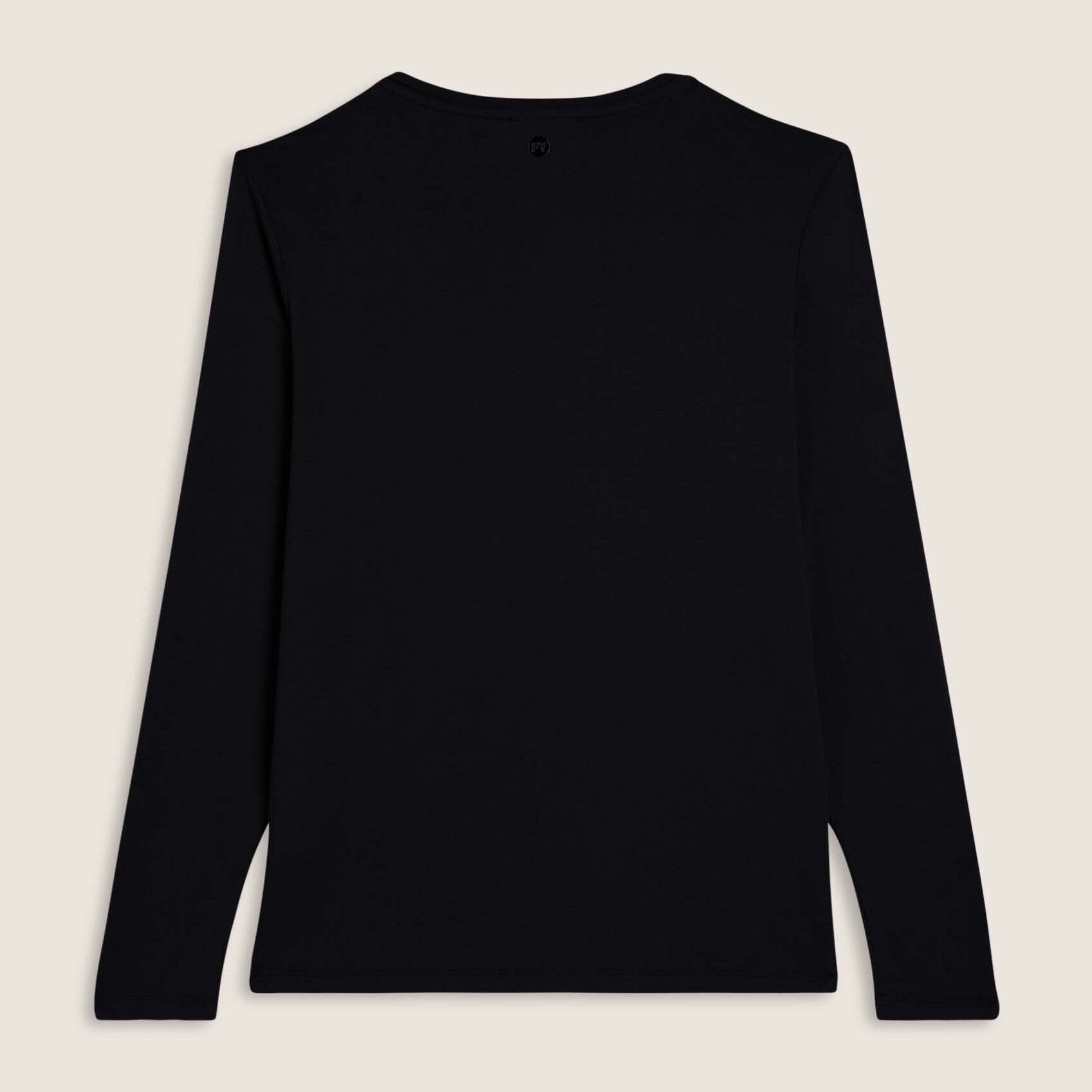 T-shirt donna manica lunga con scritta e strass