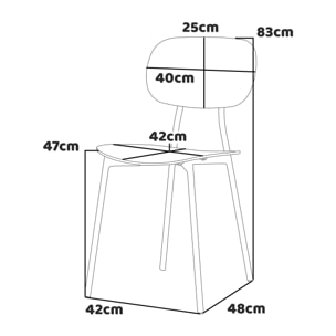 Fabriano - Set di 4 sedie di design in metallo e PP, stile moderno, colore elegante rosa
