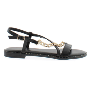 Marina Galanti Scarpe Donna Sandals Ballet Flat with Gold Chain Decoration MG 1P170 Black